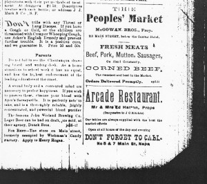 1887 Advert for Arcade Restaurant