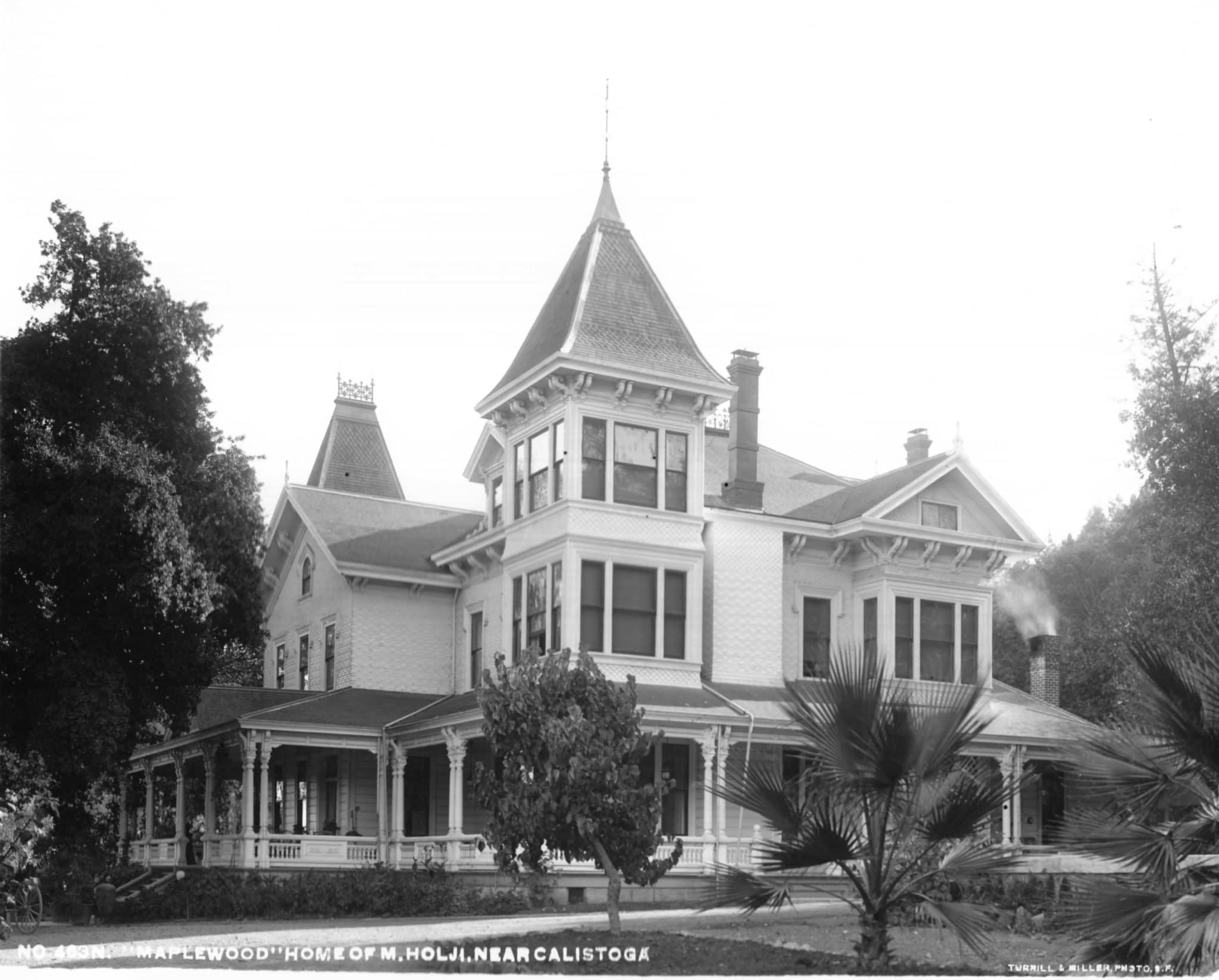 Black and white photograph of the home of M. Holji near Calistoga