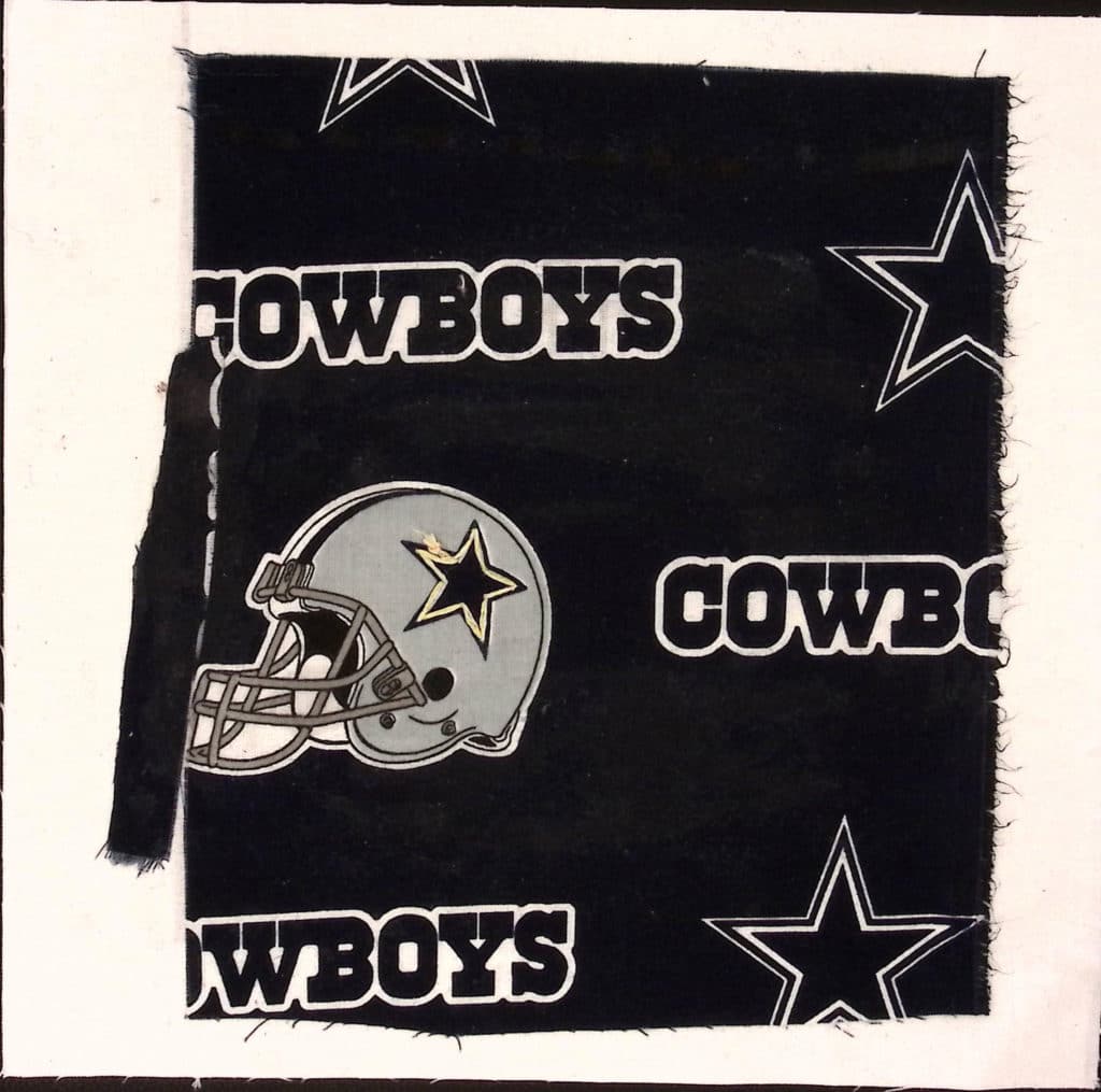 Square made with Dallas Cowboys football team fabric