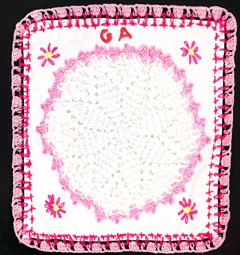 Pink and white border, pink flowers