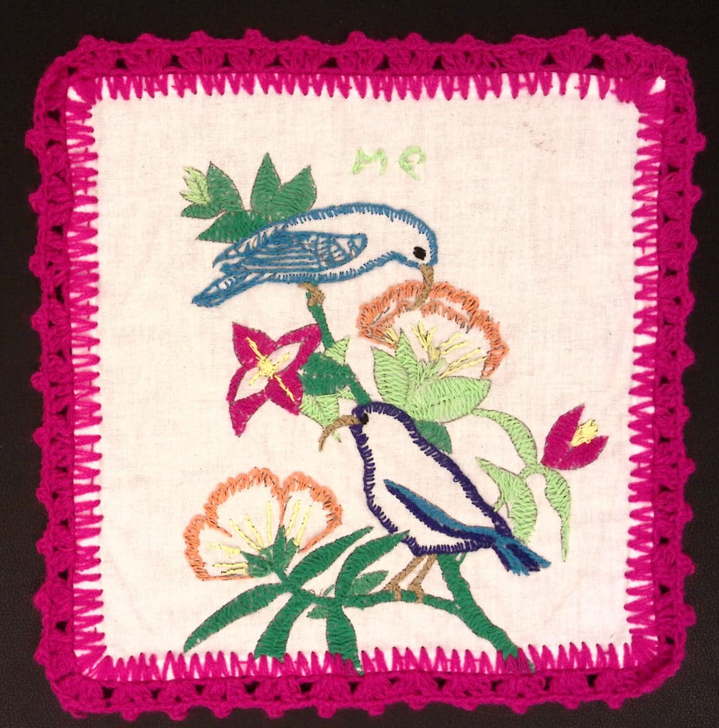 Hot pink border, hummingbird with flowers