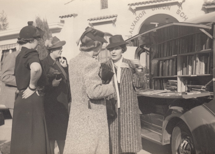 Librarians at the grand opening of the Napa County Library Bookmobile, 1939.