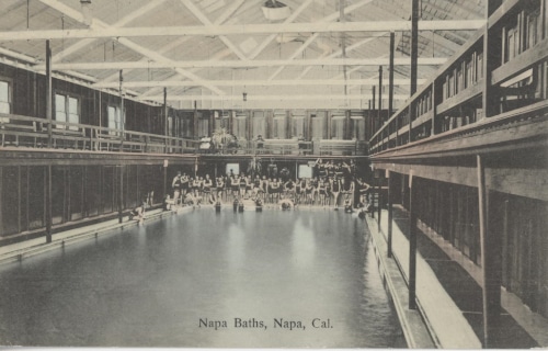 Image of people in the pool at the Napa Baths, in Napa California.