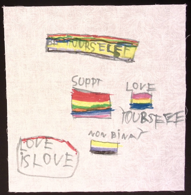 Love plus rainbow Pride flags